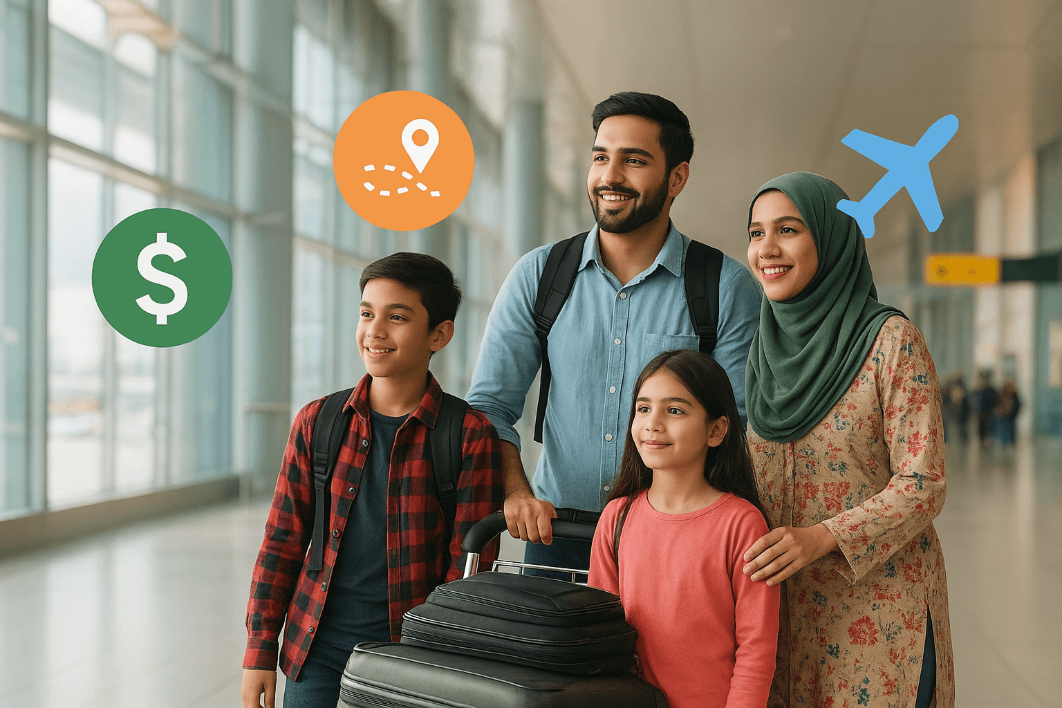 Pakistani family travelling abroad